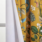 Topfinel 100 Inches Long Mustard Yellow Luxury Curtains for Living Room Bedroom, Blackout Vintage Art Deco Victorian Curtains Floral Lemon Hummingbird Printed Grommet Drape 100 Inch Length