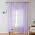 OWENIE Sheer Curtains 84 inches Long for Bedroom Living Room 2 Panels Set, Rod Pocket Soft Light Filtering Privacy Fimly Sheer Curtains & Drapes, Solid Purple Window Treatments, 42Wx84L