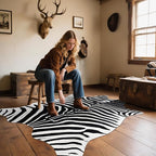 AROGAN Premium Faux Zebra Hide Rug 6.2 x 7 Feet, Sturdy and Large Size Zebra Print Rugs, Suitable for Bedroom Living Room Western Decor, Faux Fur Animal Carpet, Black and White