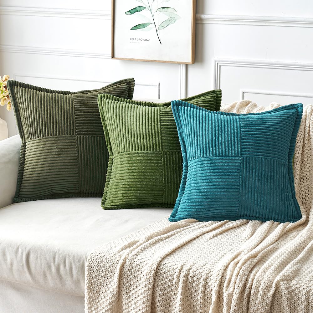 MIULEE Decorative Throw Pillow Covers for Couch 18x18 Inch Teal Blue 2 Pack