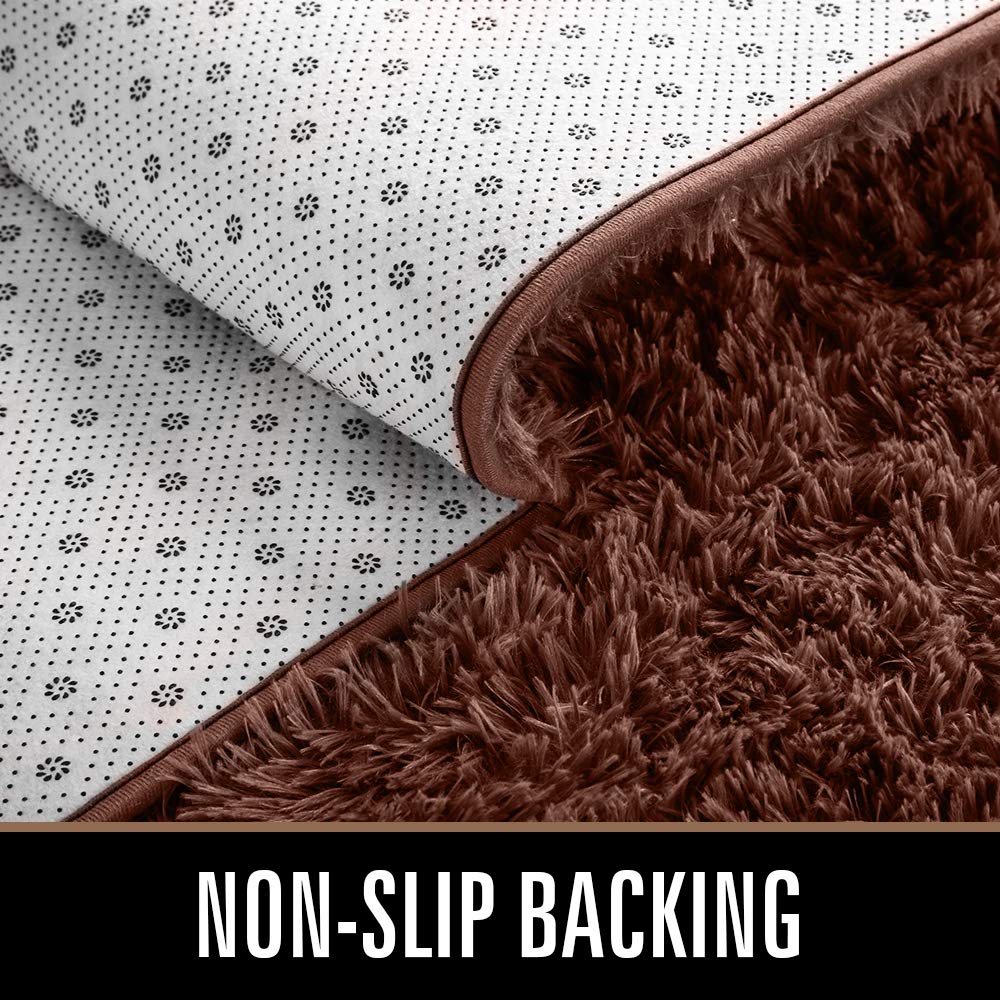 LOCHAS 2x3 Area Rugs Fluffy Living Room Carpets for Kids Bedroom, Brown