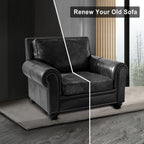 ANARACHON Leather Look Couch Cushion Covers Sofa Seat Slipcovers Sets Couches Furniture Protector for Sectional Armchair Loveseat Pets Kids Stretch Spandex Fabric (1 Cushion Armchair, Dark Grey)