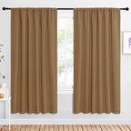 NICETOWN Bedroom Window Curtain Panels, Gold Brown, 2 Panels, 62 in x 72 in (W x L), Window Treatment Thermal Insulated Rod Pocket Room Darkening Curtains/Drapes for Patio Door