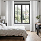 96 inch long Linen blackout curtains 2 Panels 100% Black out Linen texture Curtains ivory white Window Drapes with Back Tab Rod Pocket Mordern vintage Curtains Panel for Bedroom Living Room 8FT