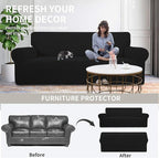 Easy-Going Stretch Oversized Chair Sofa Slipcover 1-Piece Couch Sofa Cover Furniture Protector Soft with Elastic Bottom for Kids Spandex Jacquard Fabric Small Checks Black