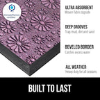 GORILLA GRIP 100% Waterproof All-Season WeatherMAX Doormat, Durable Natural Rubber, Stain and Fade Resistant, Low Profile, Indoor Outdoor Door Mats, Easy Clean Entry Mat, 29x17, Purple Confetti Daisy