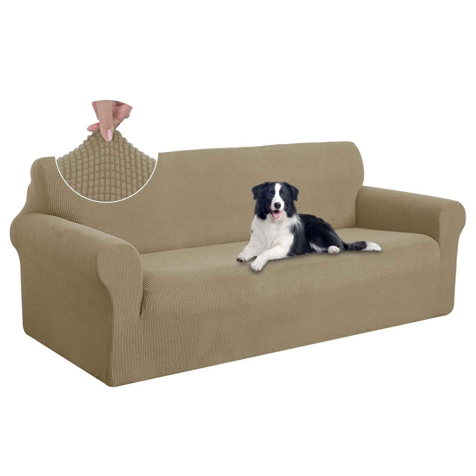 U-NICE HOME Oversized Stretch Couch Cover Slipcover, Sand