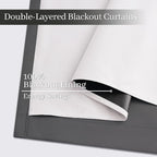 Yakamok 100% Blackout Curtains 38x63 inch Length Charcoal Grey-Bedroom