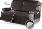 TAOCOCO 100% Waterproof Oversized Loveseat Recliner Cover, Non Slip Split Couch Covers for Reclining Loveseat with Elastic Straps for Kids Pets(Oversized 2 Seater, Coffee)