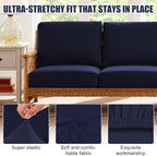 Patio Stretch Cushion Covers, Chair Cushion Covers& Sofa Replacement Slipcovers for Patio Furniture Cushion Covers, Washable Reusable Furniture Protector (4, Navy)