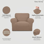 Easy-Going Stretch Chair Sofa Slipcover 1-Piece Couch Sofa Cover Furniture Protector Soft with Elastic Bottom for Kids, Pet. Spandex Jacquard Fabric Small Checks (Chair, Camel)