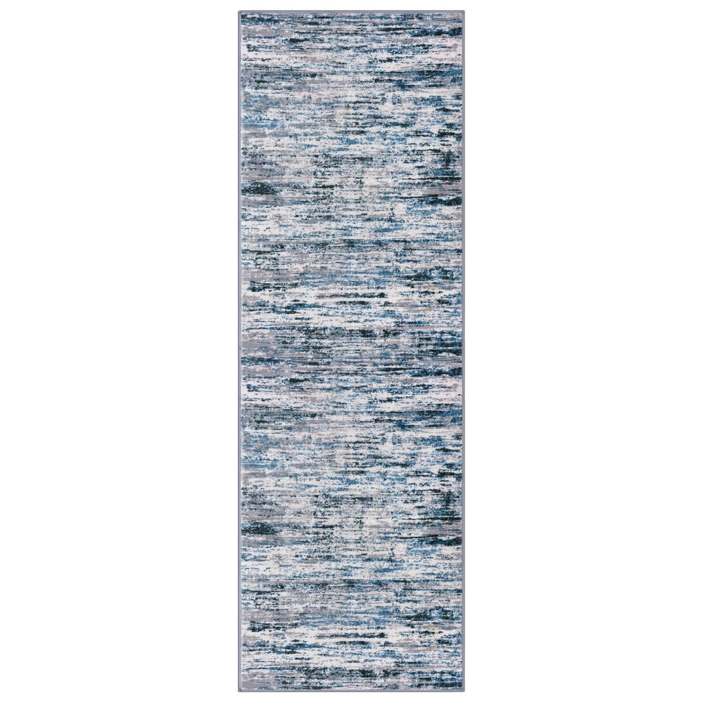 Lansny Modern Abstract Runner Rug 3x8, Grey Blue White, Washable Kitchen Runner Non-Slip Soft Hallway Rug Thin Print Faux Wool Carpet for Entryway Bedroom Laundry Room Indoor Home Office Decor