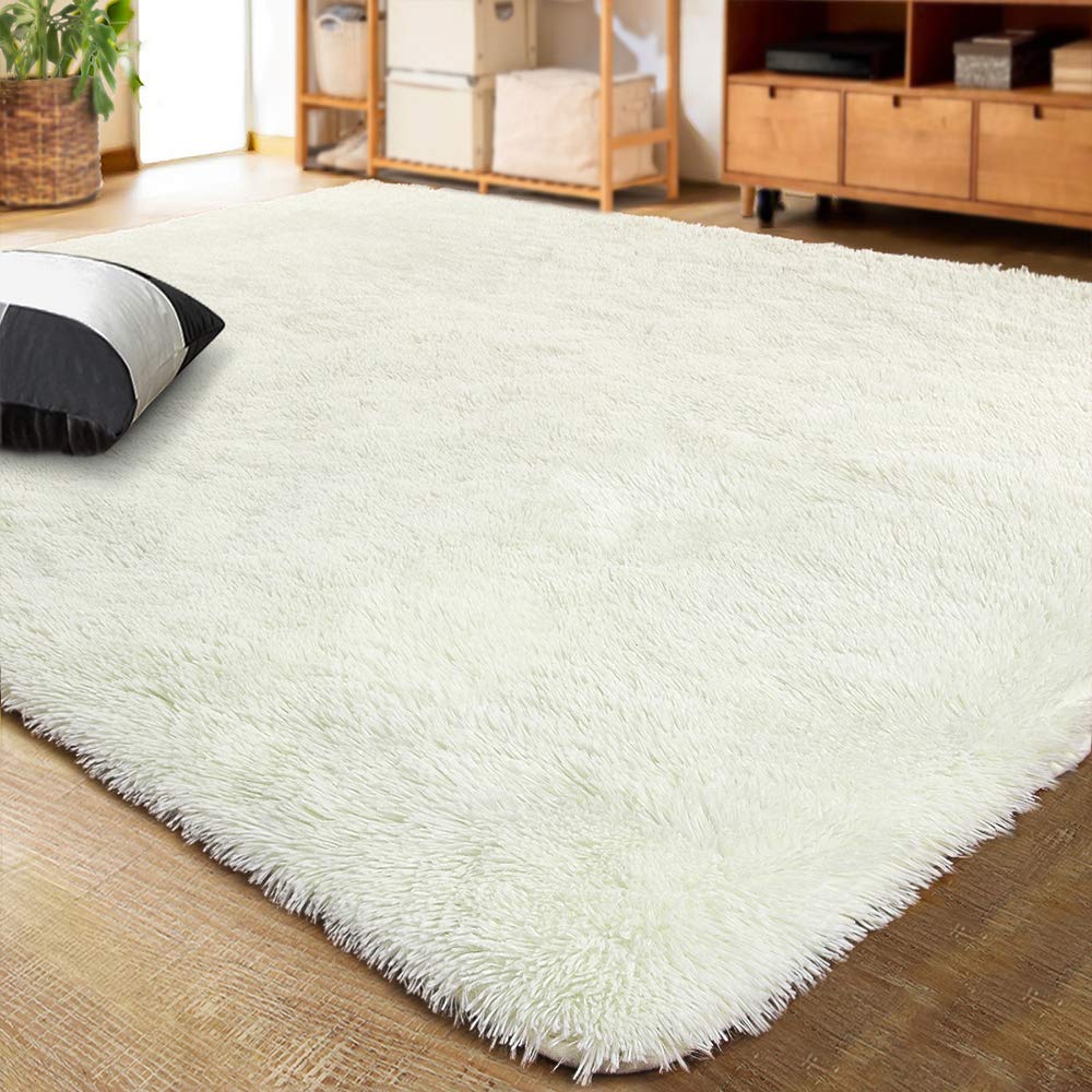 LOCHAS Area Rugs Fluffy Living Room Carpets for Kids Bedroom 3x5, Cream