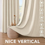 H.VERSAILTEX 100% Blackout Curtains for Bedroom Thermal Insulated Linen Textured Curtains Heat and Full Light Blocking Drapes Living Room Curtains 2 Panel Sets, Bleached Sand, 52x54 Inch