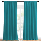 NICETOWN Peacock Blue Blackout Curtains Panels for Window, Thermal Insulated Rod Pocket Blackout Drapes/Draperies for Living Room (2 Panels, W52 x L95 inches)