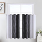 Estelar Textiler Black and Greyish White Ombre Short Blackout Kitchen Curtains 36 Inch Long, Thermal Insulated Grommet Small Half Window Drapes for Cafe/Basement/RV Camper, 52Wx36L, 2 Panels