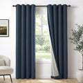 Linen Textured Total Blackout Curtains 72 Inches Long, Navy Blue