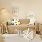 HANDONTIME Khaki Loveseat Covers Couch Cover for Dogs Cats Solid Sofa Covers for 3 Cushion Couch Machine Washable Couch Covers for Sectional Sofa L Shape Chenille Sofa Slipcover Soft, 71" X134"