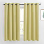 NICETOWN Paler Yellow Room Darkening Curtains 63 inch Length for Kitchen, Grommet Energy Saving Thermal Window Treatments Light Blocking Drapes for Bedroom, 2 Panels, W46 x L63