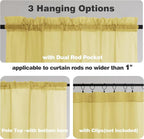 Chyhomenyc Mustard Yellow Sheer Valances for Windows - Light Filtering Small Kitchen Curtains, Short Top Window Treatment Decor for Living Room Bathroom Basement, 42Wx16L inches, 2 Panels