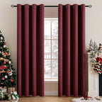 MIULEE Christmas Blackout Curtains for Bedroom Living Room Thermal Insulated Room Darkening Grommet Top Solid Light Blocking Drapery Set of 2 Window Panels 52 x 72 Inches Wine Red