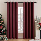 MIULEE Christmas Blackout Curtains 2 Panels, Room Darkening Thermal Insulated Drapes Solid Window Treatment Set Grommet Top Light Blocking Curtain for Living Room/Bedroom 52x84 inch,Wine Red