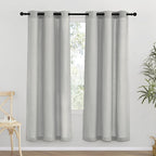 NICETOWN Gray Thick Linen Curtains 72" Length, Grommet Privacy Window Treatments Linen Weave with Light Penetration Vertical Drapes for Farmhouse/Home Office, W42 x L72, 2 Panels