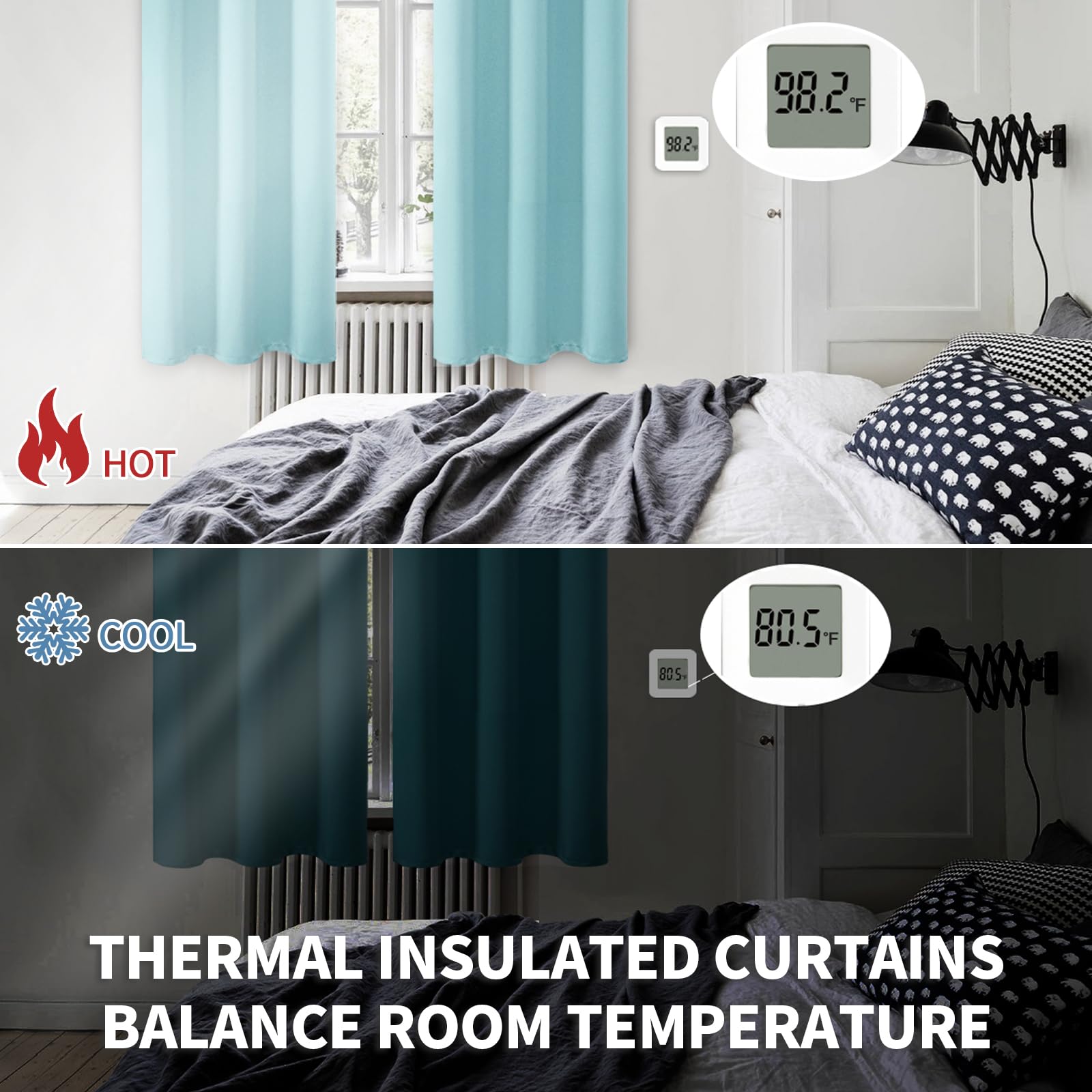 BGment Baby Blue Blackout Curtains for Bedroom 63 Inch Long - 2 Panels