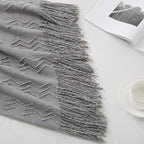 BOURINA Throw Blanket Textured Solid Soft Sofa Throw Couch Cover Knitted Decorative Blanket, 60 inch x 80 inch Dark Grey