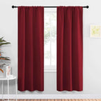 NICETOWN Christmas Burgundy Curtains Blackout Drape Panels - Lights Block Out Window Treatment Short Curtain Sets for Loft and Basement Decoration (Set of 2, 34 by 72-Inch)