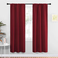 NICETOWN Christmas Burgundy Curtains Blackout Drape Panels - Lights Block Out Window Treatment Short Curtain Sets for Loft and Basement Decoration (Set of 2, 34 by 72-Inch)