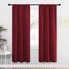 NICETOWN Christmas Burgundy Curtains Blackout Drape Panels - Lights Block Out Window Treatment Short Curtain Sets for Loft and Basement Decoration (Set of 2, 34 by 72-Inch)