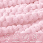 BEDELITE Fleece Blanket - 3D Jacquard Decorative Cherry Blossom Twin Blankets for Couch & Bed, Soft and Cozy Warm Plush Fluffy Blanket All Seasons Suitable, 60x80Inches