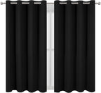 LEMOMO Black Blackout Curtains 52 x 63 Inch Length/Set of 2 Curtain Panels/Thermal Insulated Room Darkening Curtains for Bedroom and Living Room