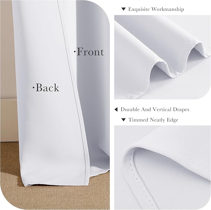 PONY DANCE 50% Light Filtering Room Darkening Curtains for Small Winow Lower Portion Decor Energy Saving Drapes for Kitchen Bedroom Bathroom Downstairs Window, W 29 x L 30, Pure White, 2 Panels
