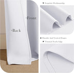 PONY DANCE 50% Light Filtering Curtains 96 inch Long, Non-See-Through Curtains for Bedroom, Thermal Insulated Drapes for Living Room Window with Back Tab, 52 x 96 Inch,2 Panels Set, Pure White