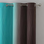 Estelar Textiler Brown and Teal Blackout Curtains & Drapes for Bedroom, Thermal Insulated Ombre Blackout Drapes, Room Darkening Energy Saving Curtains for Living Room, 42Wx63L, 2 Panels