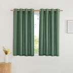 NICETOWN Short Thick Linen Curtains for Small Window, Grommet Bedroom Curtains & Drapes Privacy Added with Light Filtering Window Treatments for Bathroom, Olive Green, 2 Panels, W55 x L54