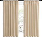 NICETOWN Room Darkening Curtains for Bedroom - Triple Weave Home Decoration Thermal Insulated Solid Drapes for Kitchen (Biscotti Beige, Set of 2 Panels, 62 x 63 Inch)