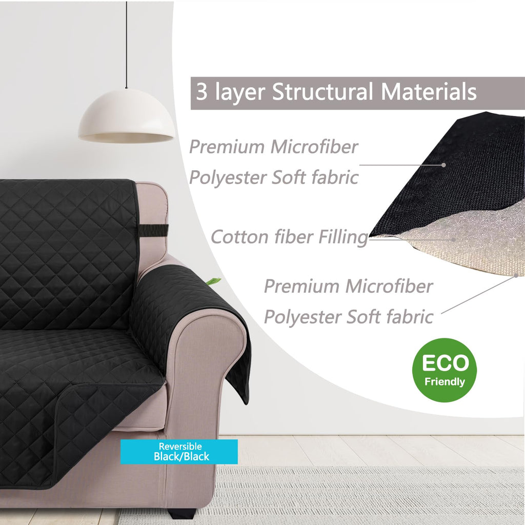 U-NICE HOME Large Sofa Cover Reversible Couch Cover for Dogs, Black