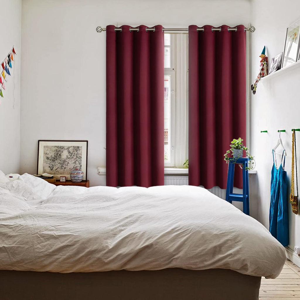 BGment Burgundy Blackout Curtains for Bedroom 63 Inch Long - 2 Panels