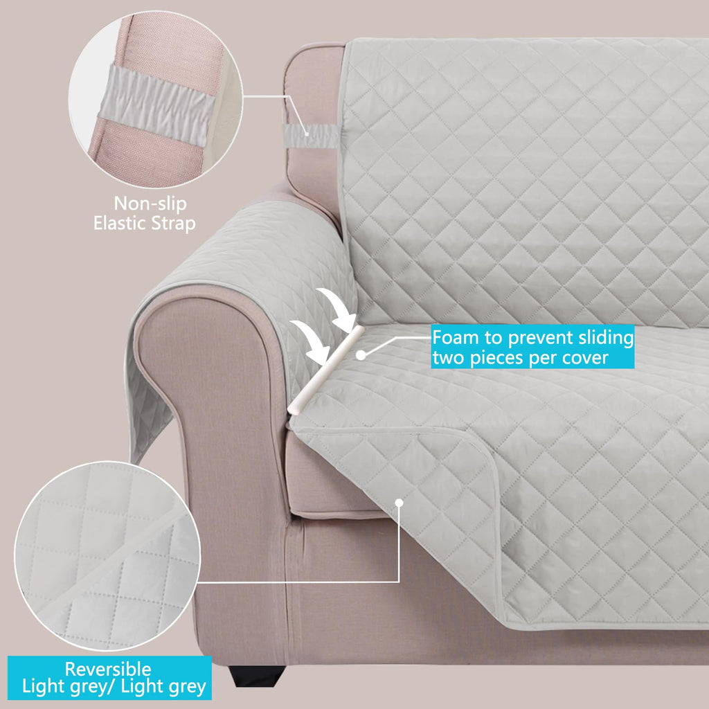 U-NICE HOME Reversible Recliner Chair Covers, Light Grey