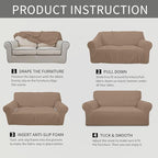 Easy-Going Stretch Loveseat Slipcover 1-Piece Sofa Cover Furniture Protector Couch Soft with Elastic Bottom for Kids Polyester Spandex Jacquard Fabric Small Checks (Loveseat, Camel)