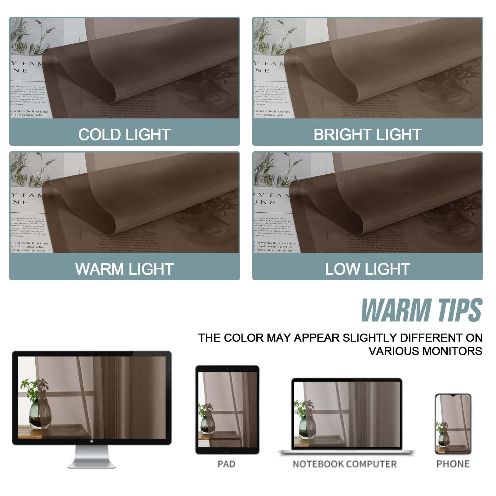 Ebesto Chocolate Sheer Curtains 90 Inches Long 2 Panels, Light Filtering Solid Sheer Curtains for Bedroom Living Room, Lightweight Window Voile Sheer Drapes, Dual Rod Pocket, 2x42Wx90L Inches