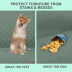Reversible Sofa Covers Couch Cover Furniture Protector for Dogs Elastic Straps Water Resistant(Sofa,Greyish Green/Taupe)
