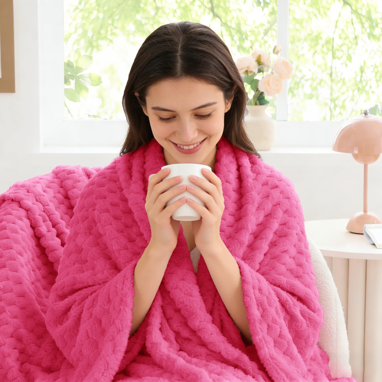 BEDELITE Hot Pink Throw Blanket for Couch, Soft Cozy Gifts for Women, 50*60