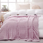 Puncuntex Light Purple Throw Blanket 50"×60" inches Fuzzy 3D Jacquard Decorative Flannel Fleece Super Soft Plush Cozy Blanket for Couch Sofa Chair Lightweight