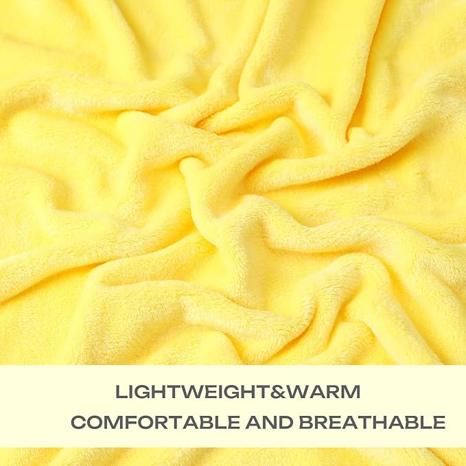 JIAHANNHA Fleece Blanket Twin Size Yellow 60 by 80 Inches Throw Blankets for Couch Sofa Bed 280GSM,Super Soft Cozy and Luxury Bed Blanket for All Season