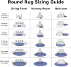 OLANLY Denim Blue Round Rugs for Bedroom - Machine Washable, 7 ft Circle Area Rugs for Living Room, Soft and Fluffy Shaggy Carpet for Teen Girl and Boys, Nursery Rooms, Dorms, Home Decor Aesthetic
