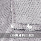 Exclusivo Mezcla Fleece Bed Blanket Queen Size, Super Soft and Warm Blankets for Couch, Sofa and Bed Waffle Textured, Cozy, Fuzzy and Lightweight (Light Grey, 90x90 Inches)